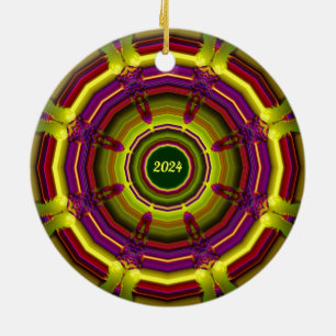 Adorno De Cerámica NAVIDADES ~ Verde amarillo rojo morado 2024