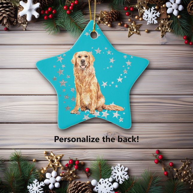 Adorno De Cerámica Navidades Verde azulados de Golden Retriever Silve (Subido por el creador)