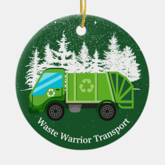 Adorno De Cerámica Navidades verdes de un camión de basura