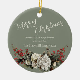 Adorno De Cerámica Navidades verdes sabios nombre de familia floral m