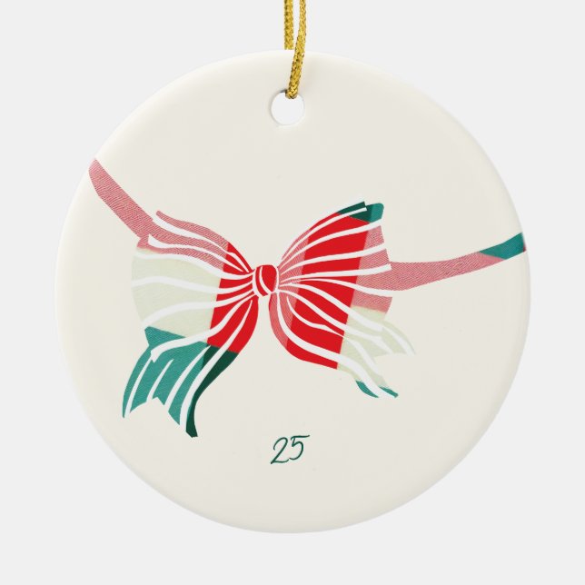 Adorno De Cerámica Navidades verdes y rojos cubiertos con foto de bar (Frente)