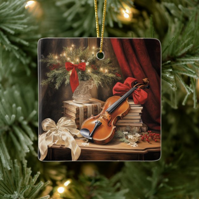 Adorno De Cerámica Navidades Violin Music (Árbol)