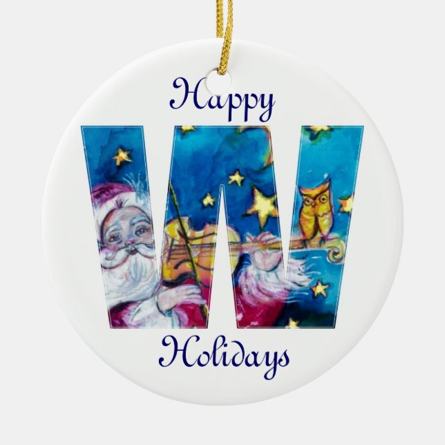 ADORNO DE CERÁMICA NAVIDADES W CARTA / INSPIRADO SANTA MONOGRAM (Frente)