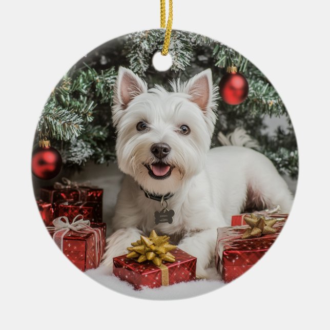 Adorno De Cerámica Navidades Westie (Frente)