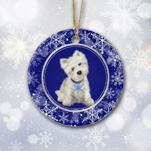 Adorno De Cerámica Navidades Westin Blue White Snowflake