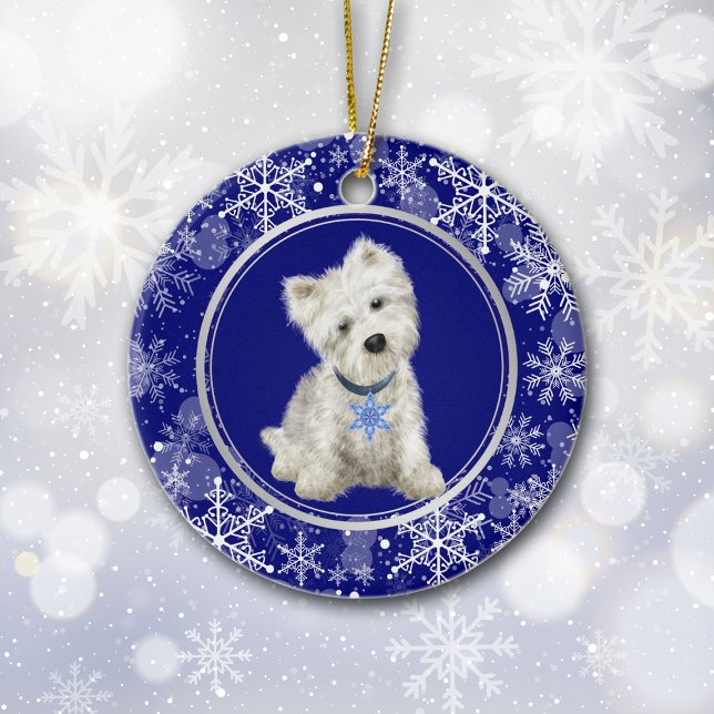 Adorno De Cerámica Navidades Westin Blue White Snowflake (Subido por el creador)