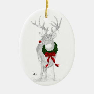 Adorno De Cerámica Navidades Whitetail