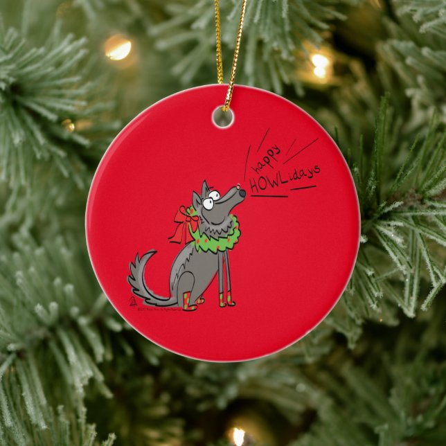 Adorno De Cerámica Navidades Wolf: Divertidos niños burdos (Árbol)