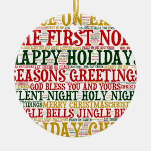 Adorno De Cerámica Navidades Word Art Cloud 2-Ornamento cerámico