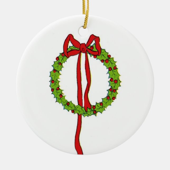 Adorno De Cerámica Navidades Wreath Ornament (Frente)