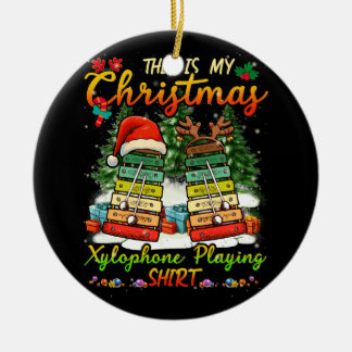 Adorno De Cerámica Navidades Xilófonos Jugando Tres Santa Elf Xyloph