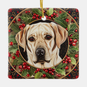 Adorno De Cerámica Navidades Yellow Lab Dog