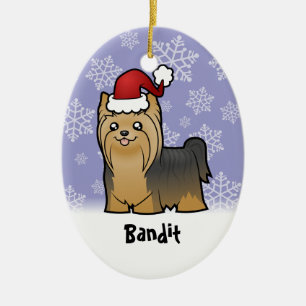 Adorno De Cerámica Navidades Yorkshire Terrier (añadir el nombre de 