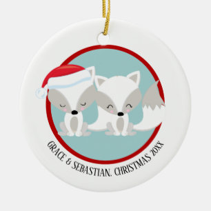 Adorno De Cerámica Navidades zorros árticos personalizados