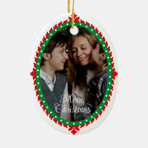 Adorno de cerámica navideño con marco de foto 2 li