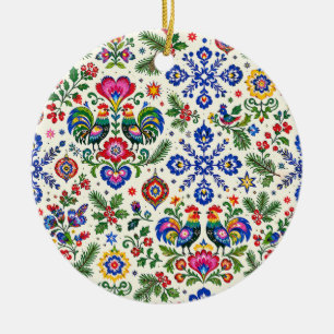 Adorno de cerámica navideño de arte popular polaco