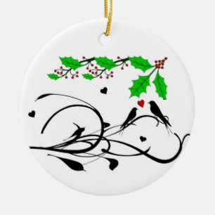 ADORNO DE CERÁMICA NAVIDEÑO "LOVE BIRDS" PRECIOSO