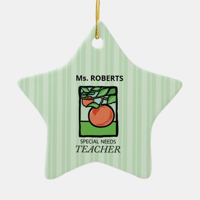 Adorno De Cerámica Necesidades Especiales Profesor Gracias, Apple (Frente)