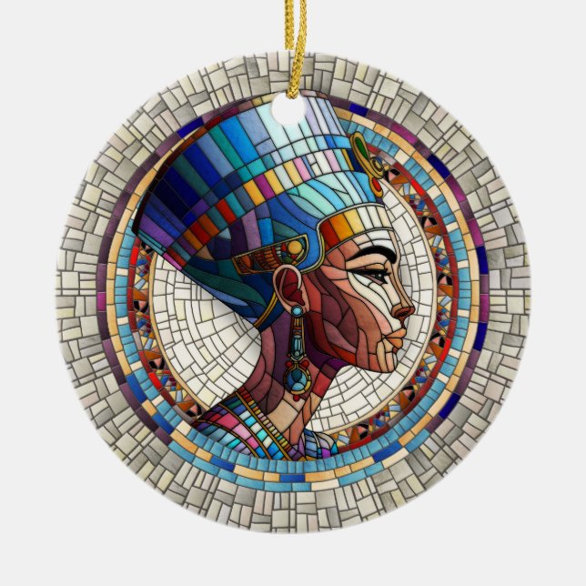 Adorno De Cerámica Nefertiti egipcio - Arte Mosaico (Frente)