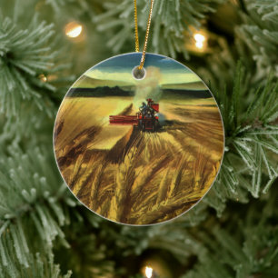 Adorno De Cerámica Negocio agrícola vintage, cultivo de trigo