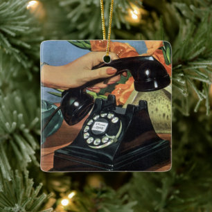 Adorno De Cerámica Negocio Vintage, teléfono antiguo con dial rotator