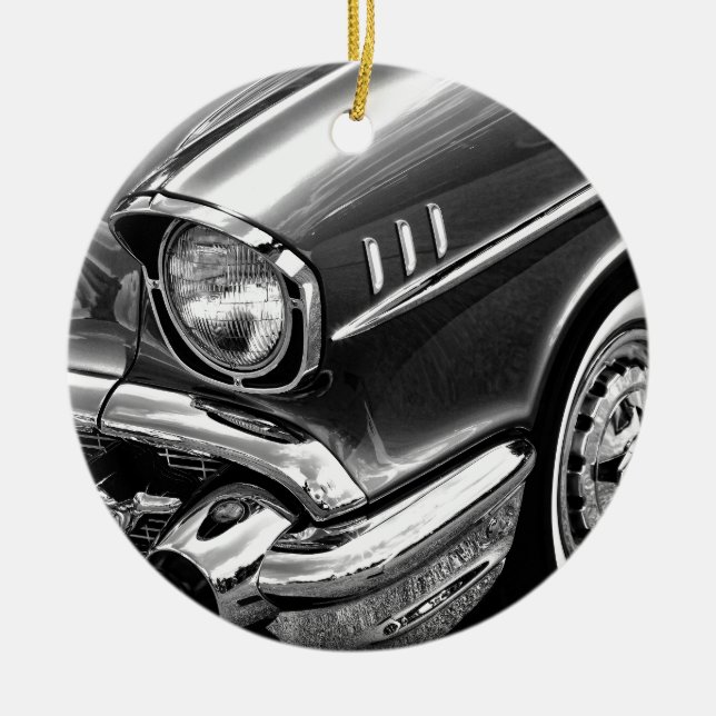 Adorno De Cerámica Negro 1957 y blanco del Bel Air de Chevrolet (Frente)