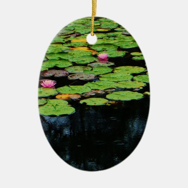 Adorno De Cerámica negro loto rosa (Frente)