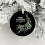 Adorno De Cerámica Negro moderno y elegante acuarela botánica<br><div class="desc">Negro moderno y elegante color de agua rústico secado de colores florales botánicos suaves vacaciones decoración de adorno navideño.</div>