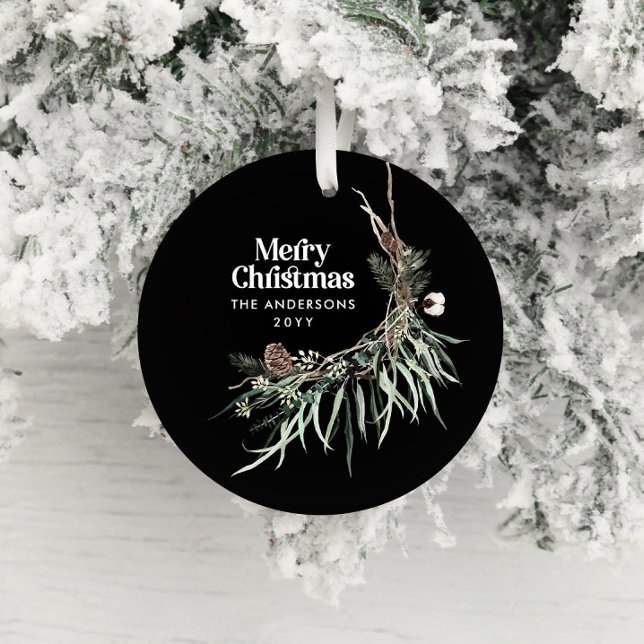 Adorno De Cerámica Negro moderno y elegante acuarela botánica (Subido por el creador)