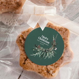 Adorno De Cerámica Negro moderno y elegante acuarela verde botánico