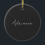 Adorno De Cerámica Negro profesional añada su nombre manuscrito retro<br><div class="desc">Esta plantilla se puede personalizar para satisfacer todas las ocupaciones personales.</div>