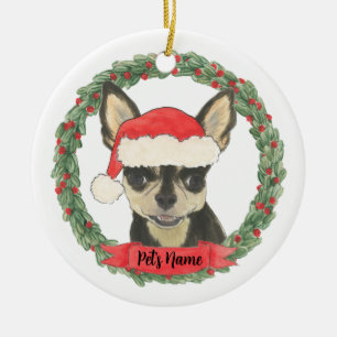 Adorno De Cerámica Negro y Tan Chihuahua personalizados