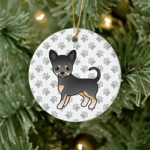 Adorno De Cerámica Negro Y Tan Suave Abrigo Chihuahua Perro & Paws