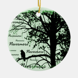 Adorno De Cerámica Negros verdes y el blanco Raven nunca más la