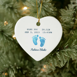 Adorno De Cerámica Nene Boy Keepsake New Stats Hearent Ornament