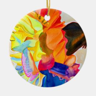 Adorno De Cerámica Neon Carnation acuarela flor