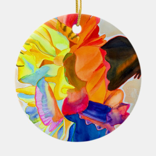 Adorno De Cerámica Neon Carnation acuarela flor (Frente)