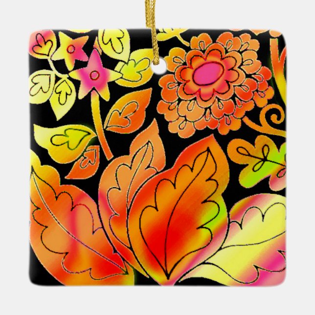 Adorno De Cerámica Neon Flowers (Anverso)