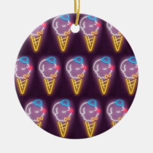 Adorno De Cerámica Neon Ice Cream Dog