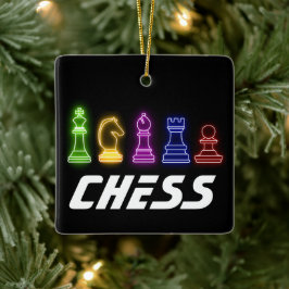 Adorno De Cerámica Neon Lights Chess Pieces Chess King Navidades