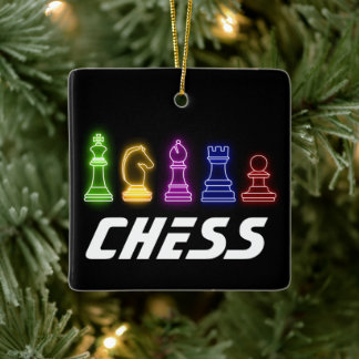 Adorno De Cerámica Neon Lights Chess Pieces Chess King Navidades