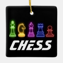 Adorno De Cerámica Neon Lights Chess Pieces Chess King Navidades