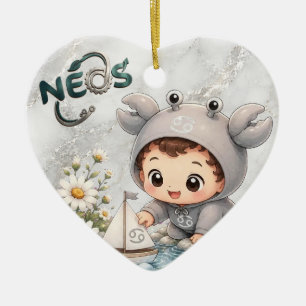 Adorno De Cerámica Neos Kawaii Zodiaco Cáncer