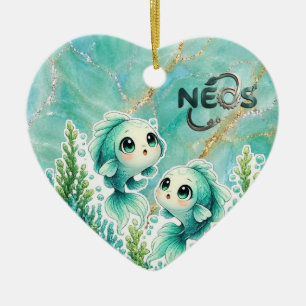Adorno De Cerámica Neos Kawaii Zodíaco Piscis