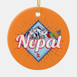 Adorno De Cerámica Nepal: Montañas retro marca vacaciones vintage