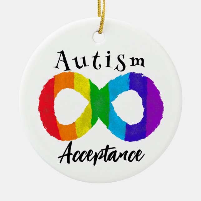 Adorno De Cerámica Neurodiversidad Autismo aceptación Arcoiris (Frente)