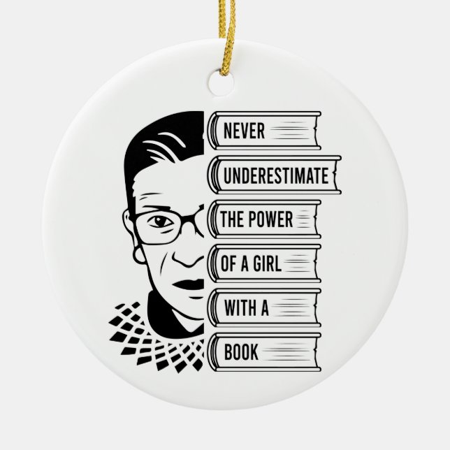 Adorno De Cerámica Never Underestimate Power of Girl With Book (Frente)