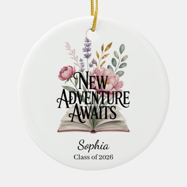 Adorno De Cerámica New Adventure Awaits Graduation Personalized (Frente)