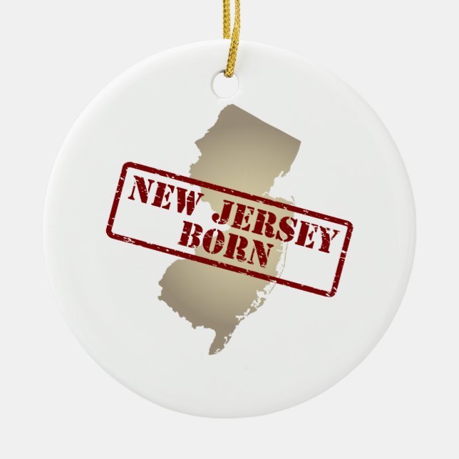 Adorno De Cerámica New Jersey llevado - sello en mapa (Frente)