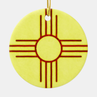 Adorno De Cerámica New México amarillo y rojo Zia